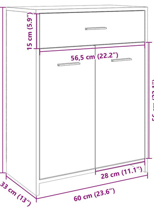 Badkamerkast 60x33x80 cm spaanplaat sonoma eikenkleurig