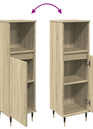 Badkamerkast 30x30x100 cm bewerkt hout sonoma eikenkleurig