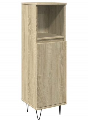 Badkamerkast 30x30x100 cm bewerkt hout sonoma eikenkleurig