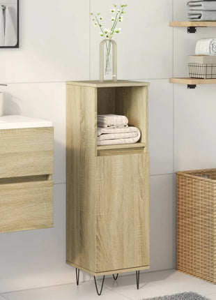 Badkamerkast 30x30x100 cm bewerkt hout sonoma eikenkleurig