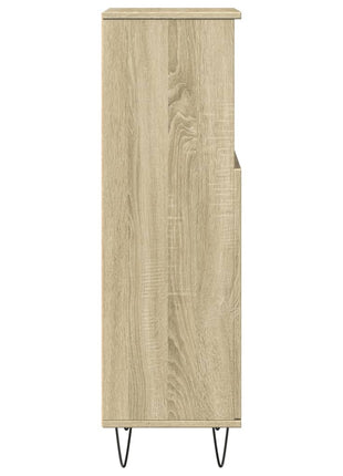 Badkamerkast 30x30x100 cm bewerkt hout sonoma eikenkleurig