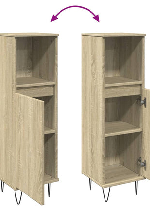 Badkamerkast 30x30x100 cm bewerkt hout sonoma eikenkleurig