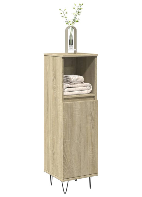 Badkamerkast 30x30x100 cm bewerkt hout sonoma eikenkleurig