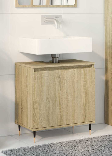 Badkamerkast 58x33x60 cm bewerkt hout sonoma eikenkleurig