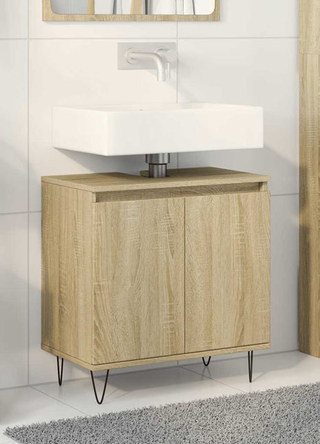 Badkamerkast 58x33x60 cm bewerkt hout sonoma eikenkleurig