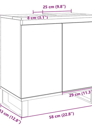 Badkamerkast 58x33x60 cm bewerkt hout sonoma eikenkleurig