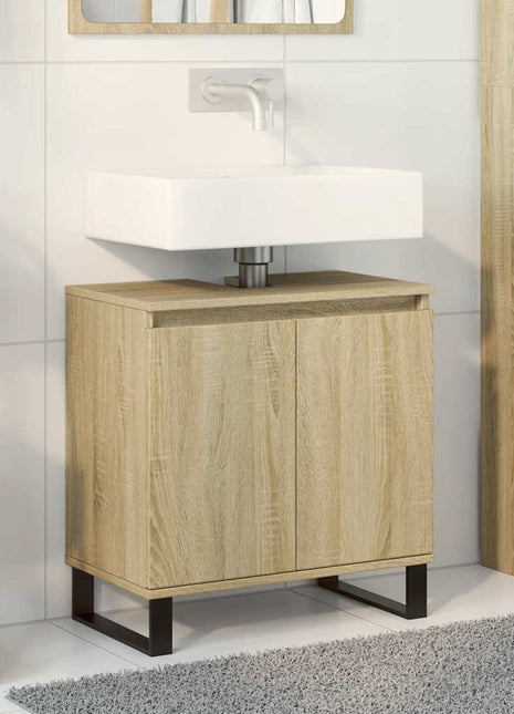 Badkamerkast 58x33x60 cm bewerkt hout sonoma eikenkleurig