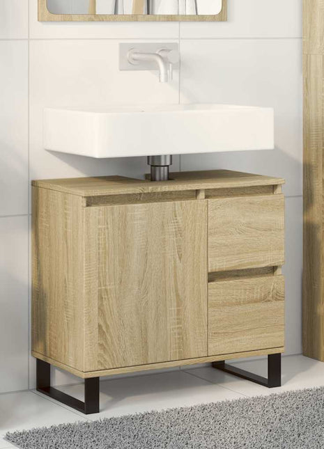 Badkamerkast 65x33x60 cm bewerkt hout sonoma eikenkleurig