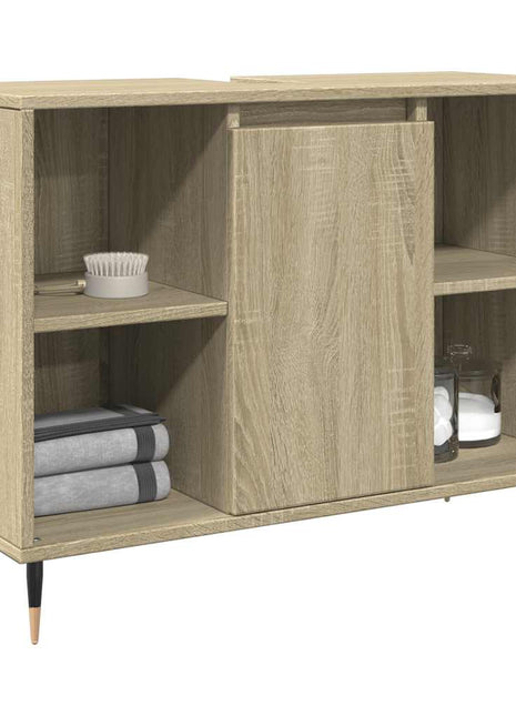 Badkamerkast 80x33x60 cm bewerkt hout sonoma eikenkleurig