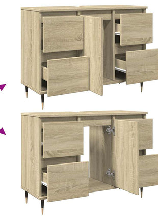 Badkamerkast 80x33x60 cm bewerkt hout sonoma eikenkleurig