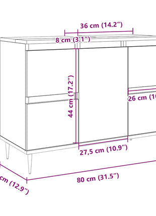 Badkamerkast 80x33x60 cm bewerkt hout sonoma eikenkleurig