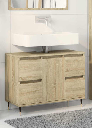 Badkamerkast 80x33x60 cm bewerkt hout sonoma eikenkleurig