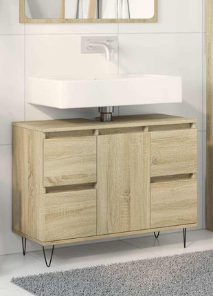 Badkamerkast 80x33x60 cm bewerkt hout sonoma eikenkleurig