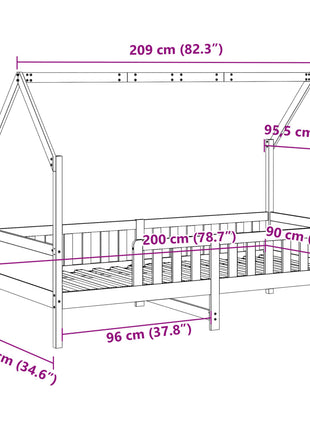 Bedhuis wasbruin massief grenenhout 90x200 cm