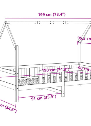 Bedhuis massief grenenhout 90x190 cm