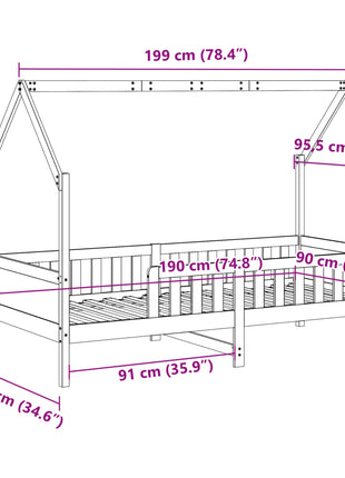Bedhuis wasbruin massief grenenhout 90x190 cm