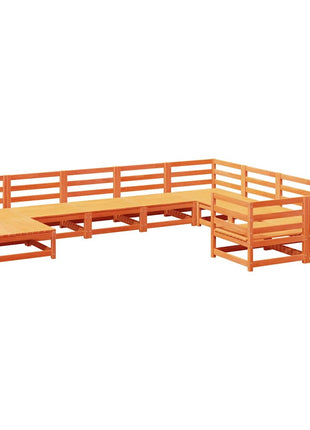 10-delige Loungeset massief grenenhout wasbruin