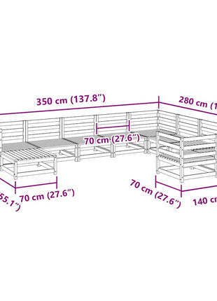 10-delige Loungeset massief grenenhout wasbruin