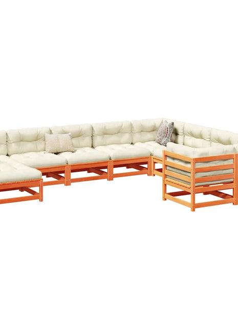 10-delige Loungeset massief grenenhout wasbruin