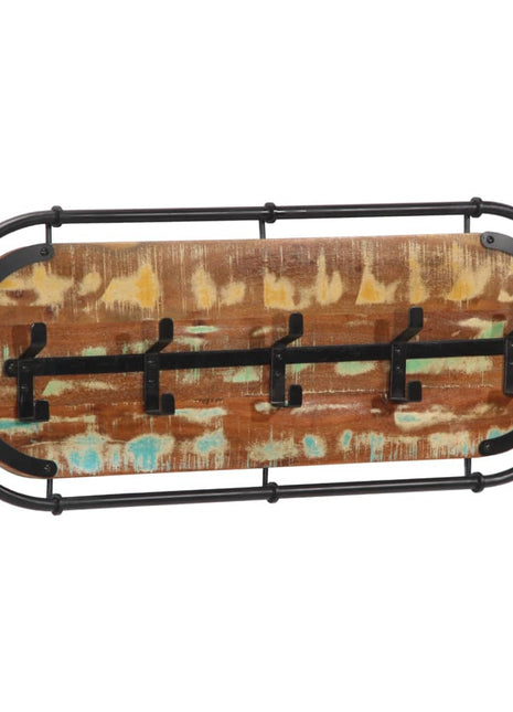 Wandkapstok met 5 haken massief gerecycled hout