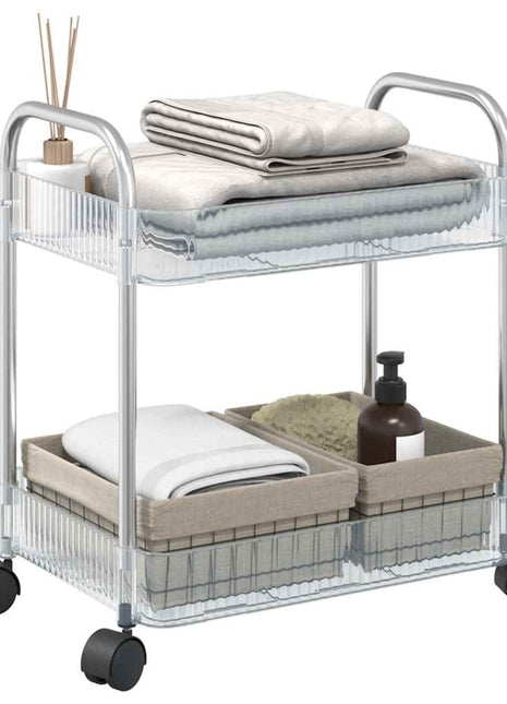 Opbergtrolley 2-laags 37x28x43,5 cm acryl transparant
