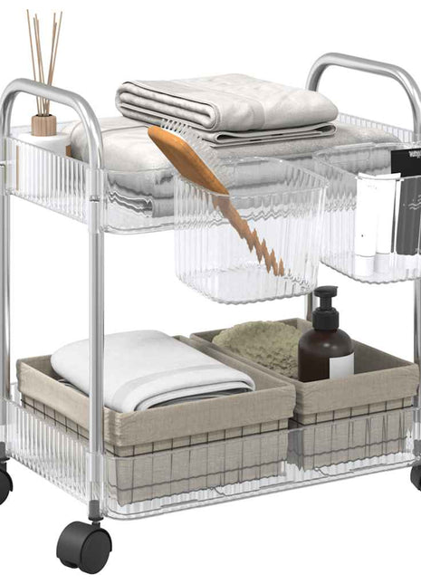 Opbergtrolley 2-laags 37x28x43,5 cm acryl transparant