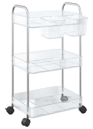 Opbergtrolley 3-laags 37x28x68 cm acryl transparant