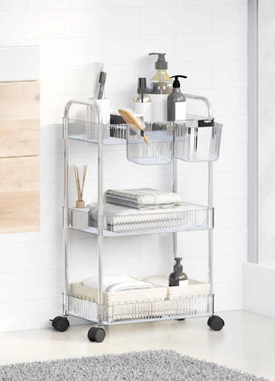 Opbergtrolley 3-laags 37x28x68 cm acryl transparant