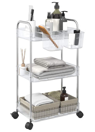 Opbergtrolley 3-laags 37x28x68 cm acryl transparant