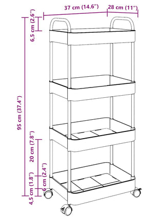Opbergtrolley 4-laags 37x28x95 cm acryl transparant