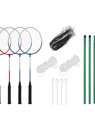 Badmintonset met 4 rackets en net 620x151 cm