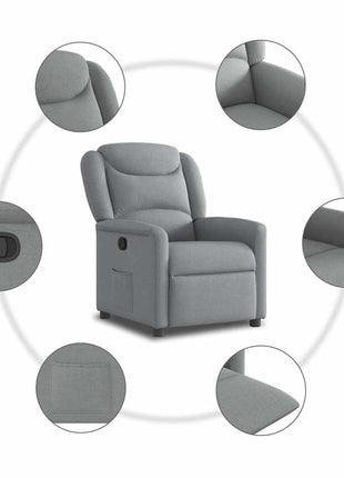 Fauteuil verstelbaar stof lichtgrijs