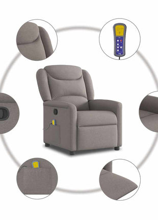 Massagestoel verstelbaar stof taupe