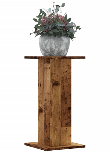 Plantenstandaards 2 st 30x30x60 cm bewerkt hout oud houtkleurig