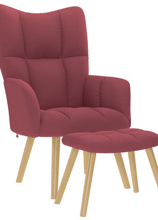 Relaxstoel met voetenbank stof wijnrood