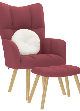 Relaxstoel met voetenbank stof wijnrood
