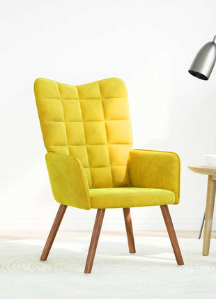 Relaxstoel fluweel geel