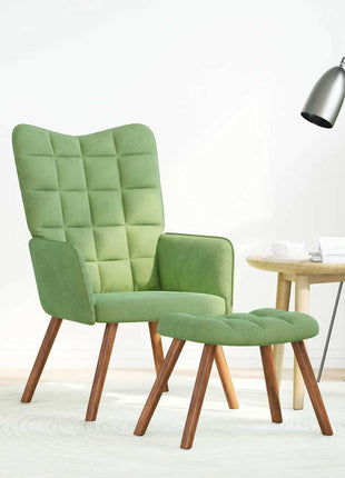 Relaxstoel met voetenbank fluweel lichtgroen