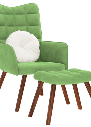 Relaxstoel met voetenbank fluweel lichtgroen