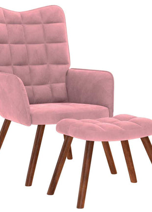 Relaxstoel met voetenbank fluweel roze
