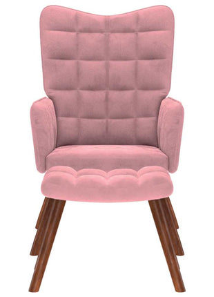 Relaxstoel met voetenbank fluweel roze