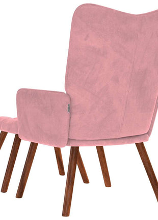 Relaxstoel met voetenbank fluweel roze
