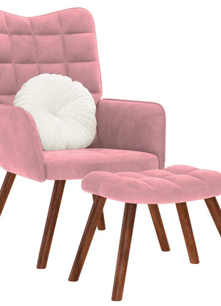Relaxstoel met voetenbank fluweel roze