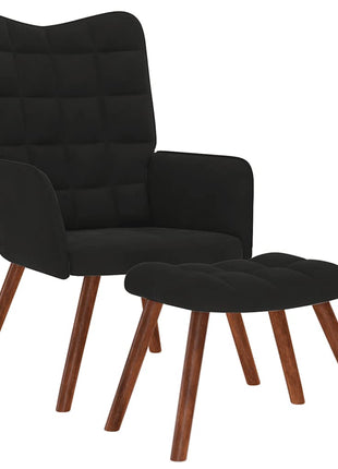 Relaxstoel met voetenbank fluweel zwart