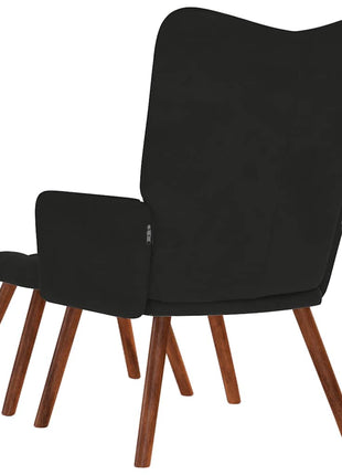 Relaxstoel met voetenbank fluweel zwart