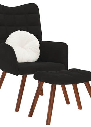 Relaxstoel met voetenbank fluweel zwart