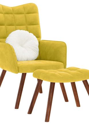 Relaxstoel met voetenbank fluweel geel
