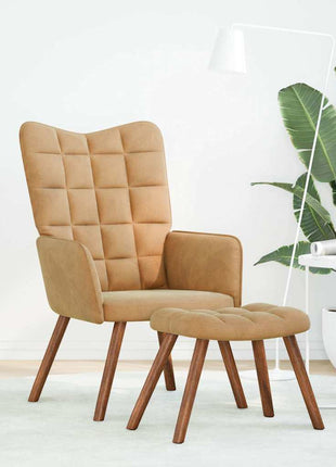 Relaxstoel met voetenbank fluweel bruin