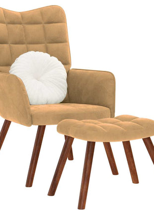 Relaxstoel met voetenbank fluweel bruin