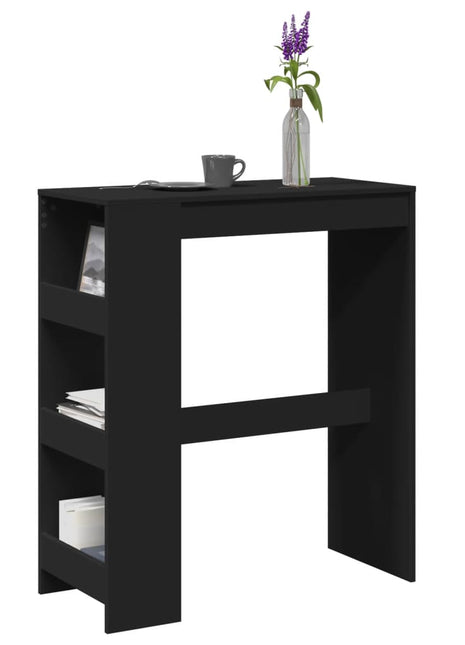 Bartafel met rekken 90x40x103,5 cm bewerkt hout zwart